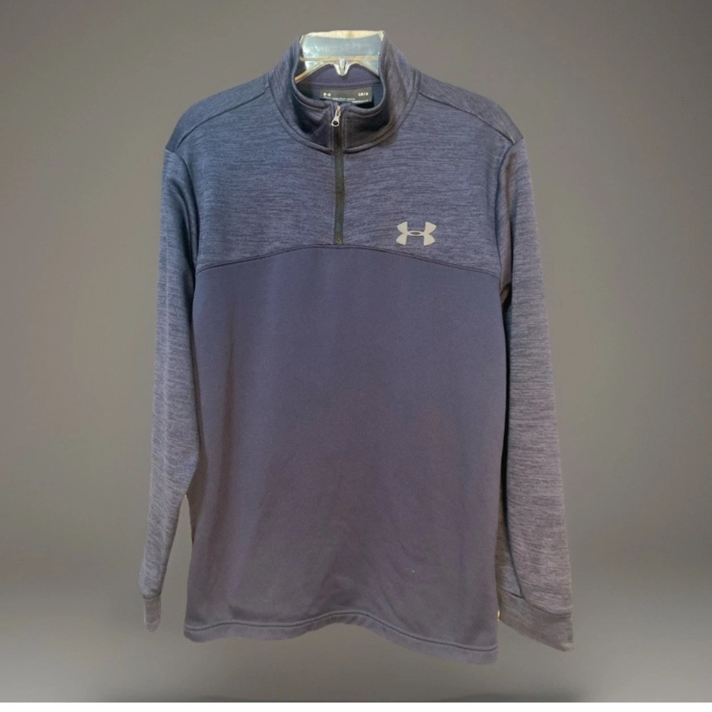 UNDER ARMOUR Men's Large Gray 1/4 Zip Sweatshirt Fleece Lined Logo Pullover